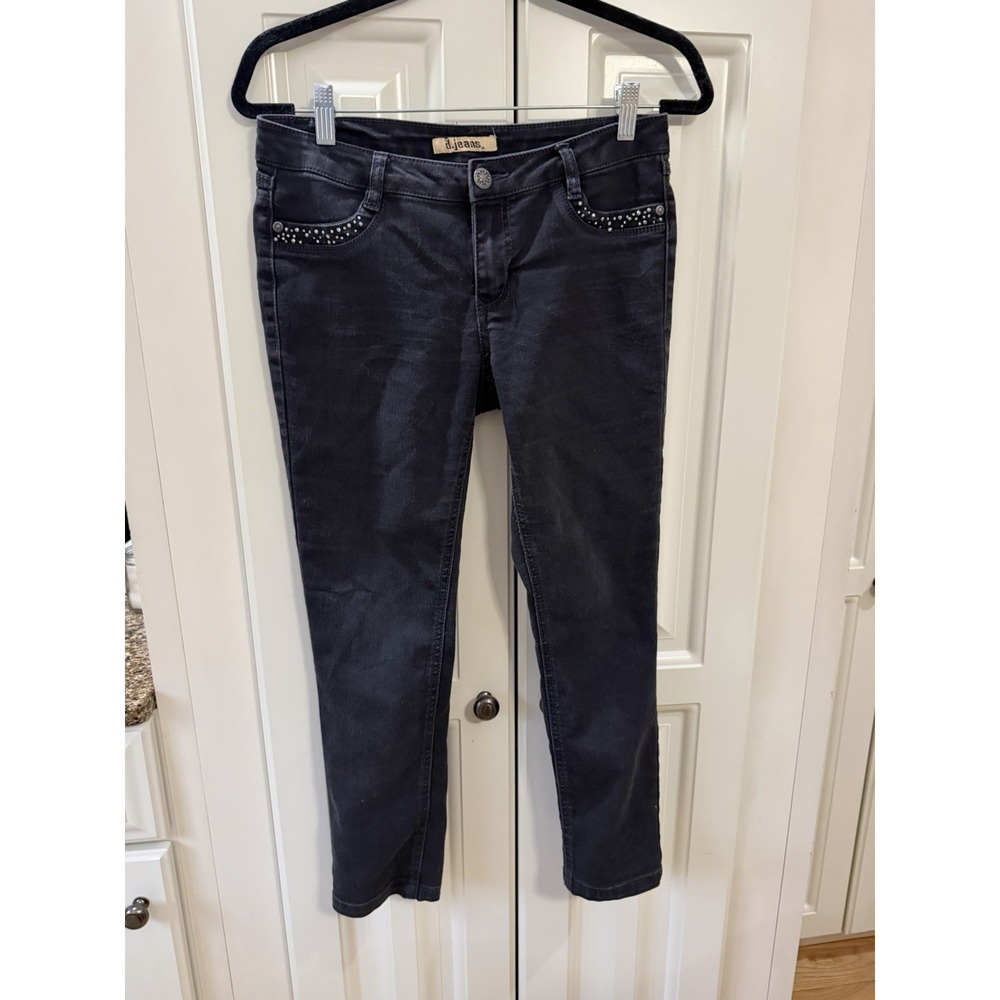 D. Jeans Womens Size 6 Studs Pocket Skinny Black Grey Denim Jeans Y2K EUC